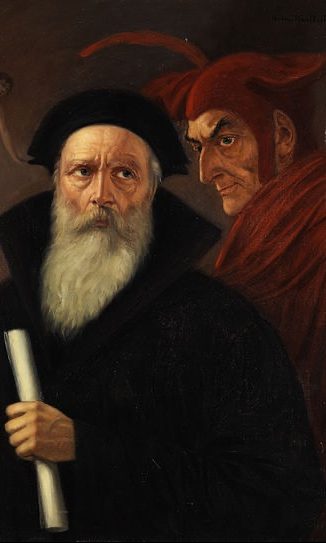 The painting Faust and Mephisto (one of many names for the devil) by Anton Kaulbach. Credit: Wikipedia
