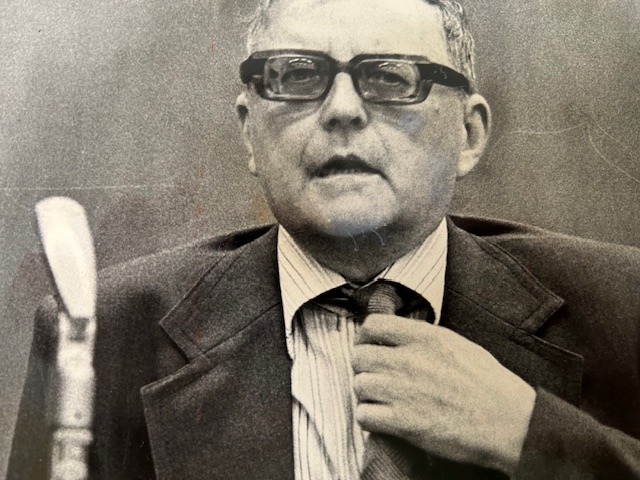 Dmitri Shostakovich at a June 1973 press conference in Chicago.